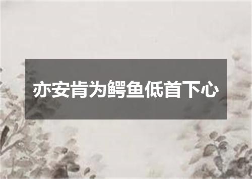 亦安肯为鳄鱼低首下心