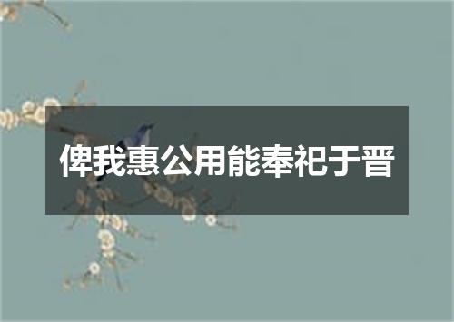 俾我惠公用能奉祀于晋