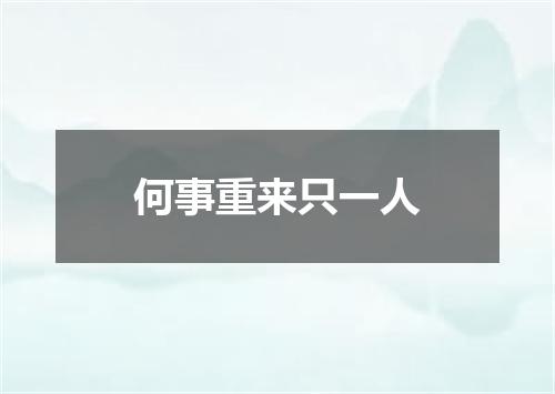 何事重来只一人