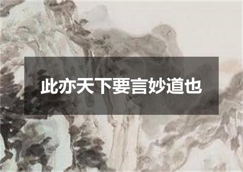 此亦天下要言妙道也