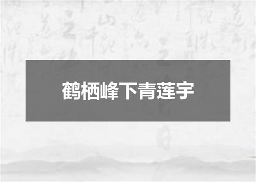 鹤栖峰下青莲宇