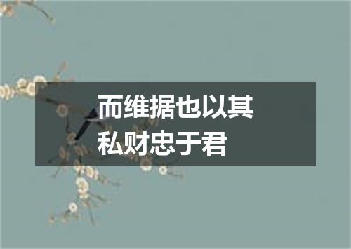 而维据也以其私财忠于君