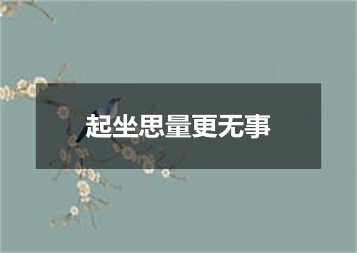 起坐思量更无事