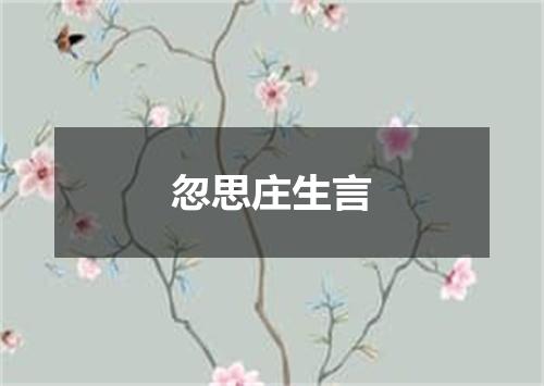 忽思庄生言