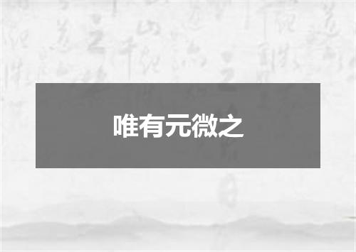 唯有元微之