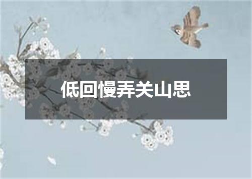 低回慢弄关山思