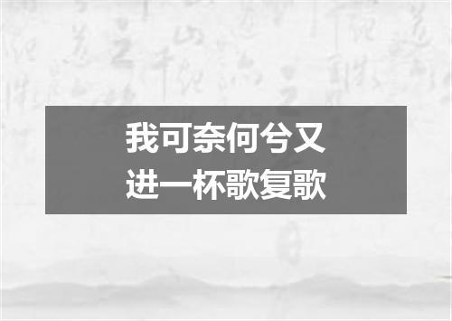 我可奈何兮又进一杯歌复歌