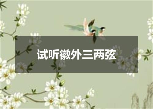 试听徽外三两弦