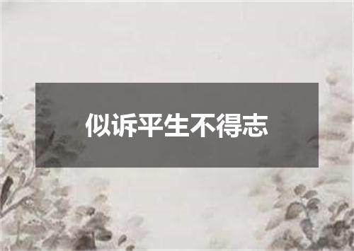 似诉平生不得志
