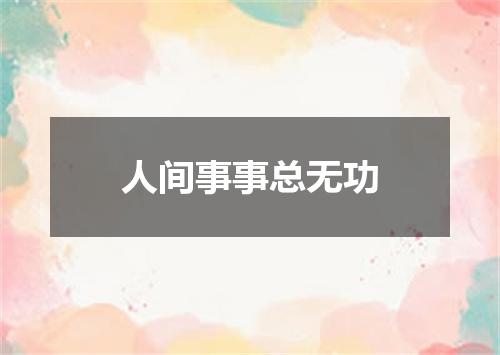 人间事事总无功