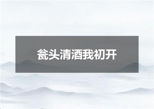 瓮头清酒我初开