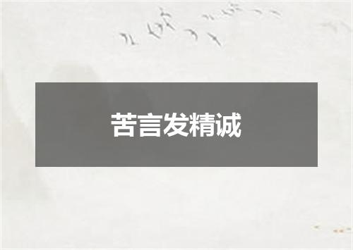 苦言发精诚