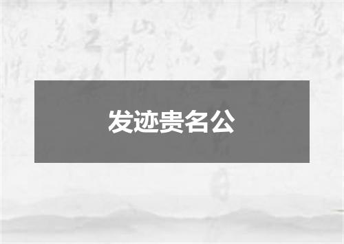 发迹贵名公