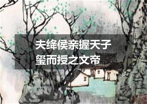 夫绛侯亲握天子玺而授之文帝