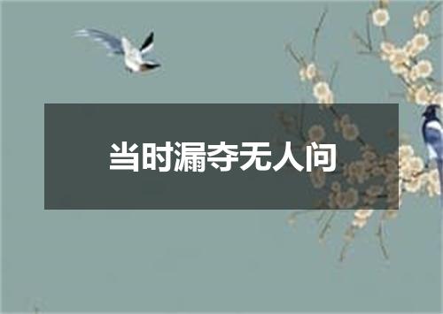 当时漏夺无人问