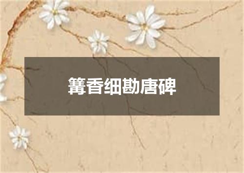 篝香细勘唐碑