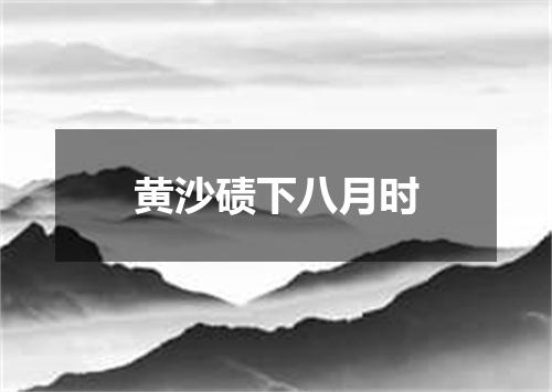 黄沙碛下八月时