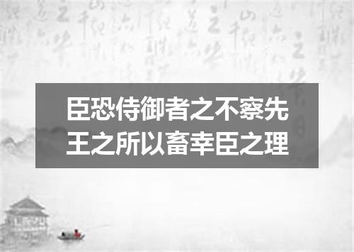 臣恐侍御者之不察先王之所以畜幸臣之理