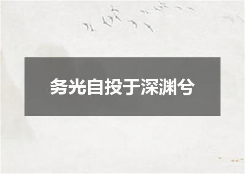 务光自投于深渊兮