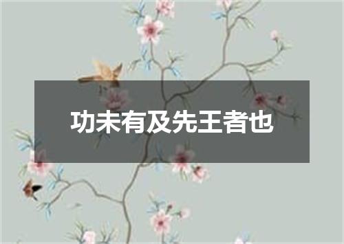 功未有及先王者也