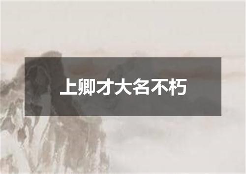 上卿才大名不朽