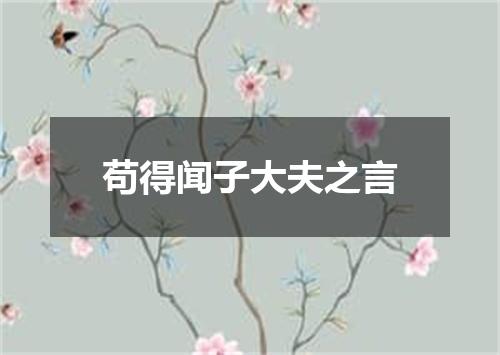 苟得闻子大夫之言