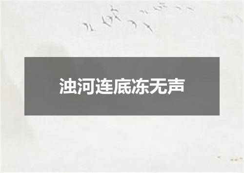 浊河连底冻无声