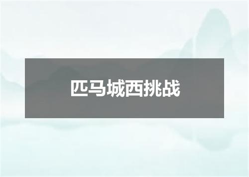 匹马城西挑战