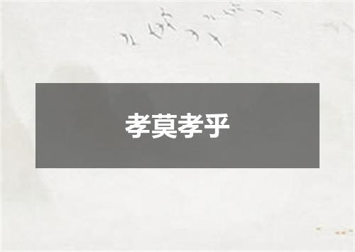 孝莫孝乎