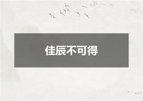 佳辰不可得
