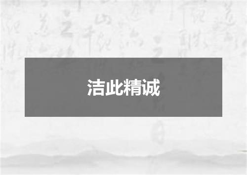 洁此精诚