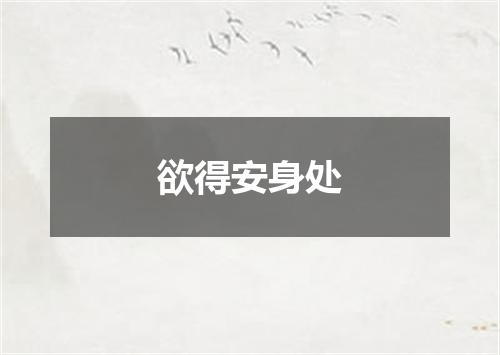 欲得安身处