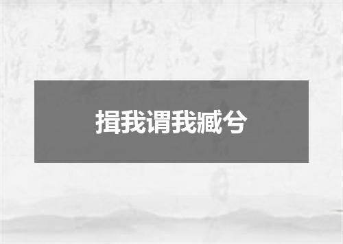 揖我谓我臧兮