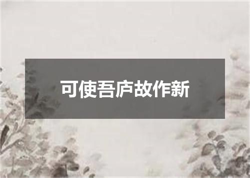 可使吾庐故作新