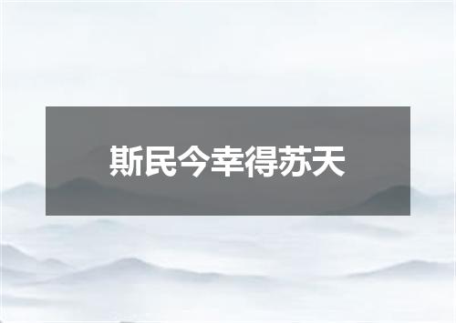 斯民今幸得苏天