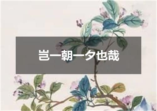 岂一朝一夕也哉