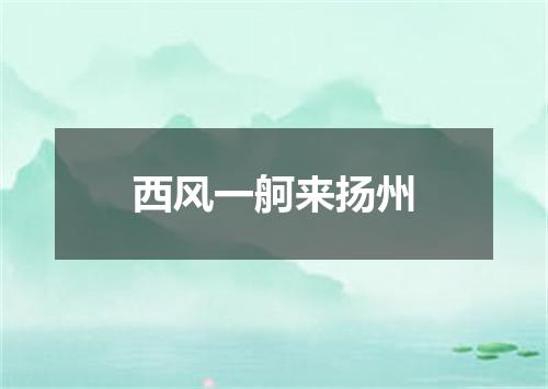西风一舸来扬州