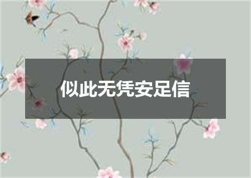 似此无凭安足信