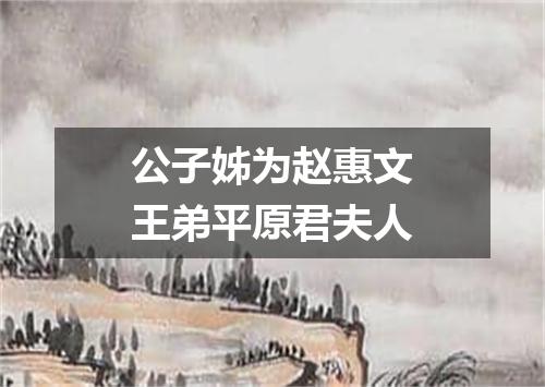 公子姊为赵惠文王弟平原君夫人