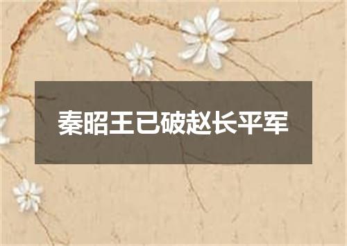 秦昭王已破赵长平军
