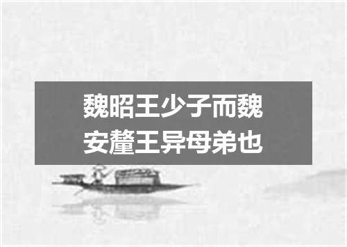 魏昭王少子而魏安釐王异母弟也