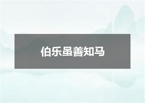 伯乐虽善知马