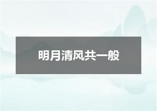 明月清风共一般