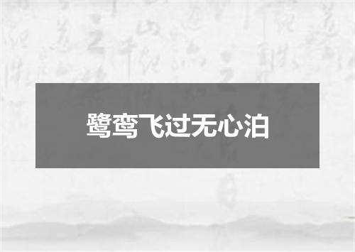鹭鸾飞过无心泊