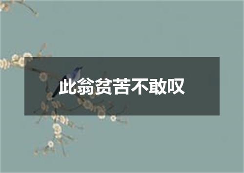 此翁贫苦不敢叹