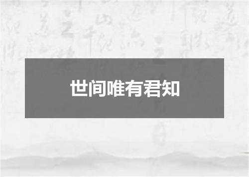 世间唯有君知