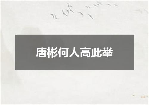 唐彬何人高此举