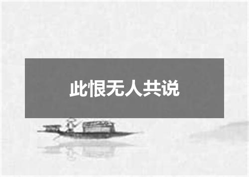 此恨无人共说