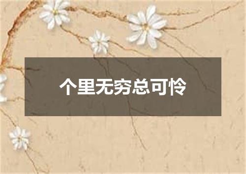 个里无穷总可怜