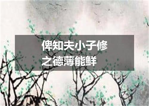 俾知夫小子修之德薄能鲜